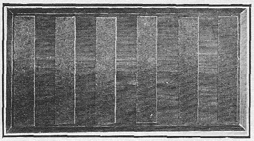 Montessori touch board with alternating rough and smooth strips, Fig. 14 in Dr. Montessori's Own Handbook, 1914