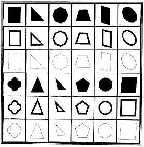 Montessori geometric cabinet cards, three series of shape cards, Fig. 25 in Dr. Montessori's Own Handbook, 1914
